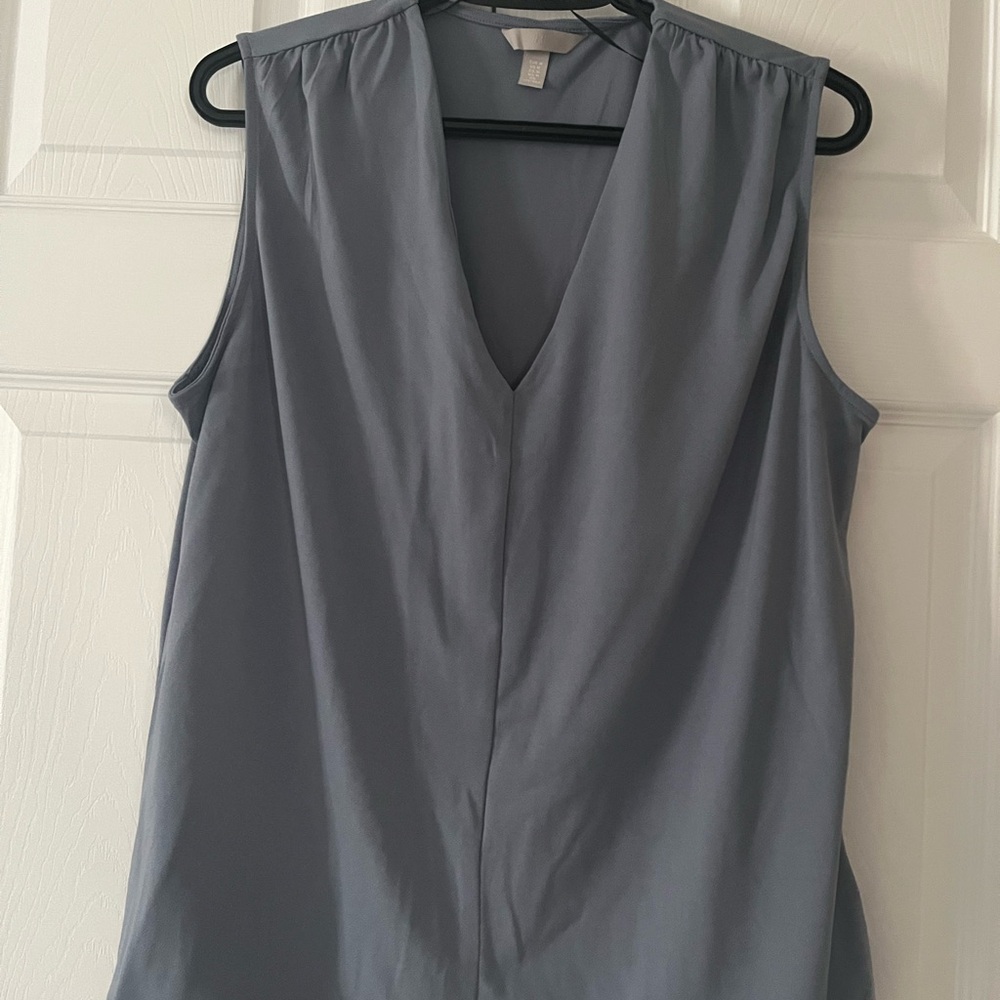 H&M blue Blouse with V-Neck and Wrap Effect